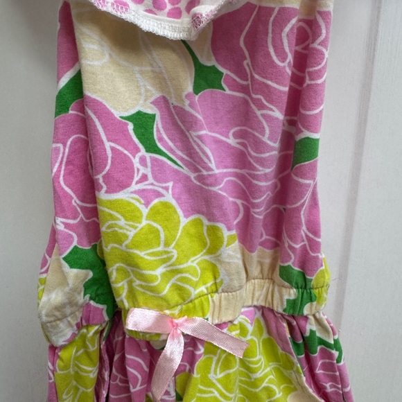 AnnLoren 2-3T Girls Pink, White Green Floral Ruffle Romper - Picture 2 of 6